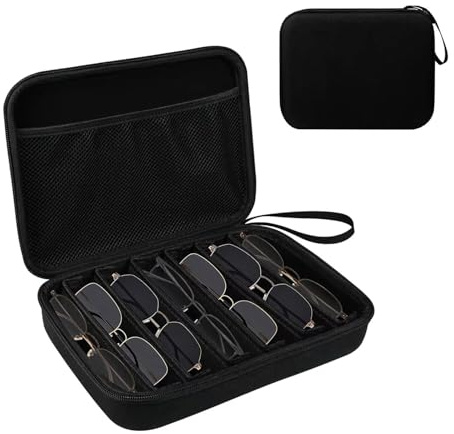 Jilskl Organizador de Gafas, Caja Organizadora Para Gafas de Sol, Estuche de Múltiples Gafas de Sol, Caja de Almacenamiento de Gafas con Capacidad Máxima Para 7 Pares de Gafas, Negro