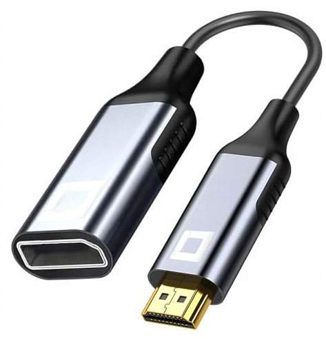 Co2 HDMI till DisplayPort 1.4 adapter 4K 60 Hz aluminium guldpläterade HDR-pluggar plug and play kompatibel med bärbar TV-skärm projektor konsol 24 cm