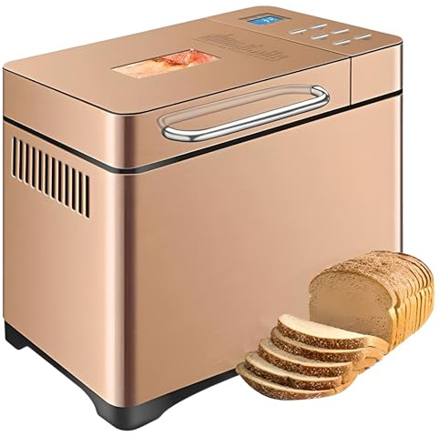 Panificadora Eléctrica, Panificadora Digital Programable 1000g Con Dispensador De Frutas Y Nueces, Reserva De 15h, 3 Colores De Corteza, Antiadherente, Para Sin Gluten, Masa