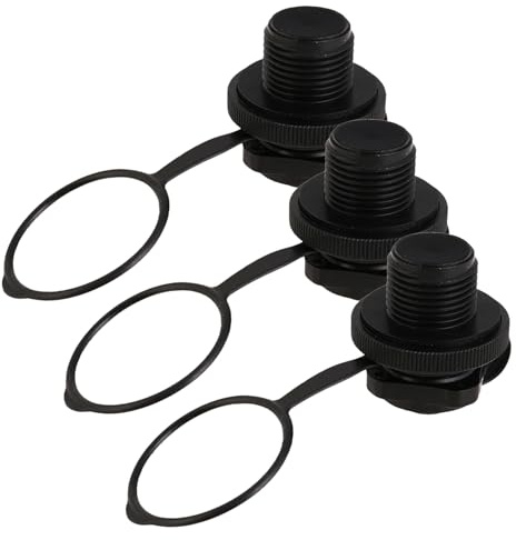 MUELODSIC Juego de 3 Válvulas de Aire Espiral para Kayak y Bote Inflable Tapones de Rosca Antifugas sin Base Válvula de Repuesto Blanca y Negra para Colchones y Balsas al Aire Libre