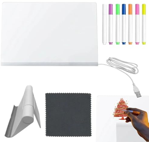 Planche À Dessin Lumineuse | Ardoise Dessin Enfant Avec 7 Stylos À Séchage Rapide | Outil D’apprentissage Et De Créativité Avec Lumières LED | Pour École Maternelle Maison Et Voyage