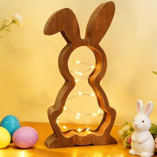 LED Decorazioni Pasquali Legno, Coniglietti Pasquali Legno Lucine LED, Coniglio Pasquale Luminosa, Coniglietti Pasquali Decorativi, Decorazioni Primavera, Centro Tavola Pasquale, Regali Pasqua
