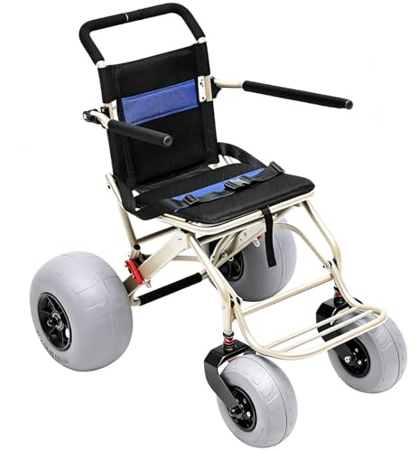 Silla De Ruedas De Playa Con Neumáticos De Globo, Silla De Ruedas Todo Terreno, Plegable, Impermeable, Para Acceso a Playa, Césped, Grava Y Agua, Transporte De Viaje Para Personas Mayores