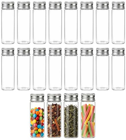 20 Pièces Tube a Essai Verre 30x100mm, Tube à Essai avec Bouchon à Vis, Pipe en Verre pour Fleurs, Épices, Déco DIY, Bouteille Sensorielle Transparent Résistants à la Chaleur pour Plantes Rangement