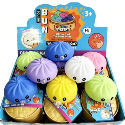 Confezione da 12 Dumpling Squishies Misteriosi, Nuovi Dumpling Squishies che Soffiano Bolle, Bao Dumpling Squish-y Giocattoli Antistress da Premere, Divertente e Originale per Scrivania