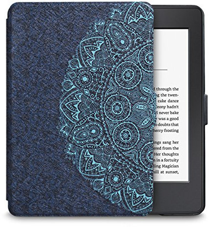 WALNEW Case for Kindle Paperwhite Prior to 2018(Model No.EY21 or DP75SDI) - PU Leather Case Smart Protective Cover Only Fits Old Generation Kindle Paperwhite Prior to 2018, Blue Flower