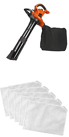 BLACK+DECKER 3-in-1 Electric Leaf Blower/Mulcher Kit with Leaf Blower Vacuum Bags, Disposable (BV6000 & BV-008)