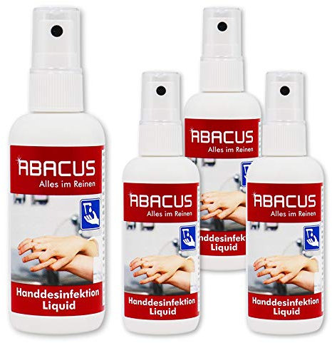 ABACUS® Desinfektionsmittel, Desinfektion, Händedesinfektion, Handdesinfektion, Handdesinfektionsmittel, Hautdesinfektionsmittel, Flächendesinfektion – Desinfektionsmittel 4x 100 ml (7542)