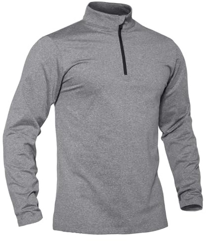 TACVASEN Camisa de Correr para Hombre de Manga Larga con Cremallera, Sudadera Deportiva de Forro Polar para Golf, Entrenamiento Deportivo, Transpirable, Camisa de Jogging, Jersey Deportivo para