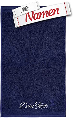 möve Superwuschel Gästetuch mit Namen Bestickt, 30x50 cm Deep Sea Dunkelblau Navy Baumwolle, Bad Frottee Handtuch für Gäste WC personalisiert, Gästehandtuch besticken Lassen
