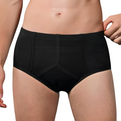 Carer Mens Incontinence Pants Reusable Washable Cotton Briefs with Absorbent Pad 200ML Urine Volume Leak Proof for Daily Use Travel & Post Surgery Black XXL Size