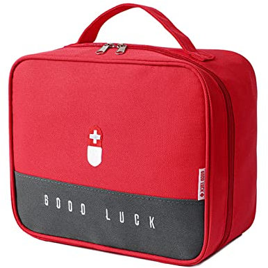 Reiseapotheke Tasche,Medikamententasche Leer Erste Hilfe Tasche, Tragbar Wasserdichte Medizin Aufbewahrungstasche, Medizinbox, Medikamenten Aufbewahrung für Home Office Reisen(Rot)