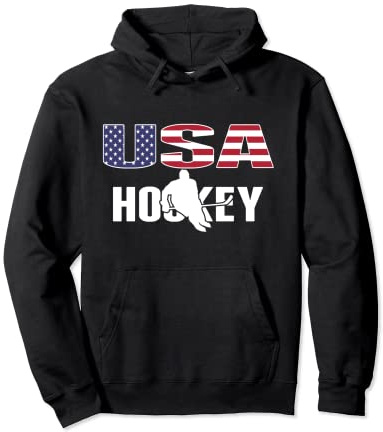 America Ice Hockey Lovers Jersey - USA Flag Hockey Team Fans Pullover Hoodie