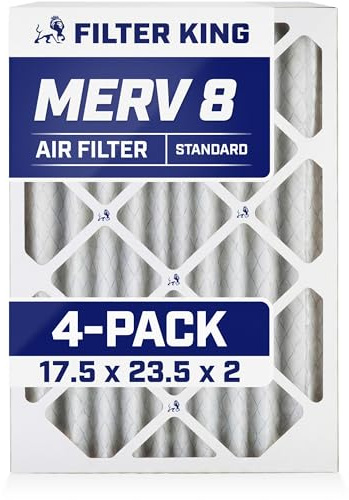 Filter King 17,5 x 23,5 x 2 luftfilter | 4-PACK | MERV 8 HVAC veckade AC ugnsfilter | faktisk storlek 17,5 x 23,5 x 1,75