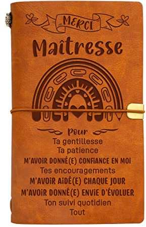 Cadeau Maitresse D'école, Cadeau Maitresse - Cahiers Avec Mots de Remerciement, Merci Maitresse - Carnet de Notes en Cuir Maitresse, Cadeau Maitresse d'école Fin d'Année, Cadeaux Maitresse d'école