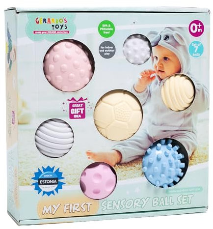 GERARDO'S Toys Small Ball Set mit 7 Bällen verschiedener Textur für Kinder und Babys, ungiftig und BPA frei