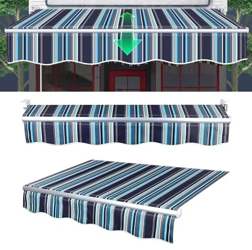 ZDHFFFUK Einziehbare, manuelle Markisen-Ersatzstoff, Garten-/Terrassenüberdachung, Sonnenschutz, 100% 280 g Polyester, wasserabweisender Schattenstoff für Fenster, Türen, Außendeck (Größe: 7 x 3 m,