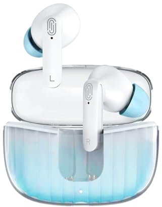 URIZONS Senza fili Cuffie intrauricolari TWS con cancellazione del rumore con colori sfumati e bassi potenti - Bluetooth Cuffie wireless con cavo di ricarica rapida USB C - Blu