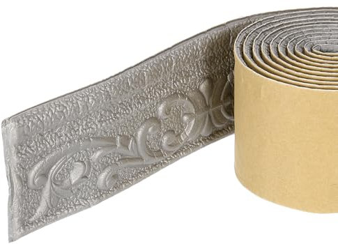 sourcing map Moldura de espuma autoadhesiva, 3 pulgadas x 7.5 pies, bordes de papel tapiz flexibles, líneas de borde de pared 3D, zócalos de espuma para decoración del hogar, color gris