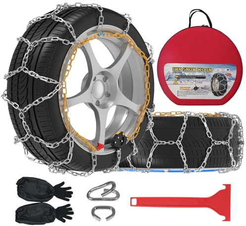 Catene da Neve Automatiche, 2 Pezzi x 12 mm, Montaggio Rapido in 1 minuto delle Catene da Neve con Tenditore Automatico per Auto (misura 110)