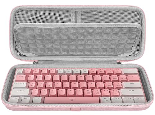 Geekria 60% kompakt tangentbordsväska, hårt skal reseväska för 61-tangenters datormekaniskt tangentbord, kompatibel med SteelSeries Apex Pro Mini/nya Apex 9 Mini, HyperX Alloy Origins 60 (Pink)