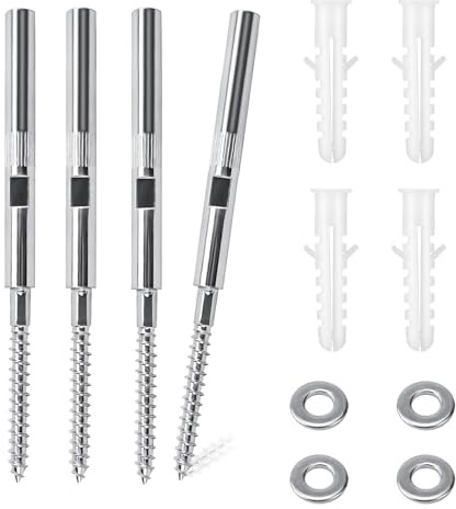 Lot de 4 Supports d'étagère murale invisibles Ø8x100mm, Fixation Etagere Invisible, Fixation étagère en Acier Comprenant Rondelles et Chevilles - Capacité de Charge 18kg (100MM)