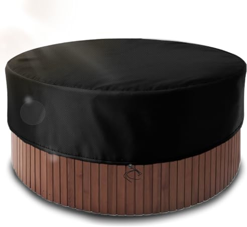 Couverture de Piscine Ronde Piscine Bâche Solaire,Portable Patio Rond Gonflable Bain à Remous Couverture de Spa,Oxford 600D résistant aux déchirures pour Extérieur Spa Baignoire (Φ200*30cm)