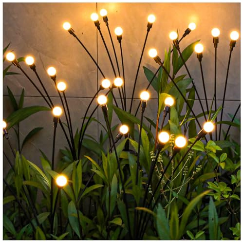 DooYard Solar Swaying Firefly Garden Lights, Outdoor Patio Decor (2 Pack) | Upgraded Solar Panel , Bigger Bulb Base, Wind‑Swaying Firefly Effect, Warm White Glow, Garden Gift Idea
