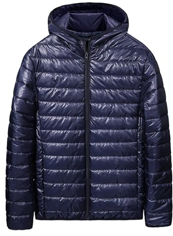 Chaquetas Plumas Hombre Ligeras, Abrigo Hombre Invierno Con Capucha,Camisa Superior De Abrigo Acolchado De AlgodóN Con Bolsillo Con Cremallera Ligera Informal De Talla Grande Para OtoñO/Invierno
