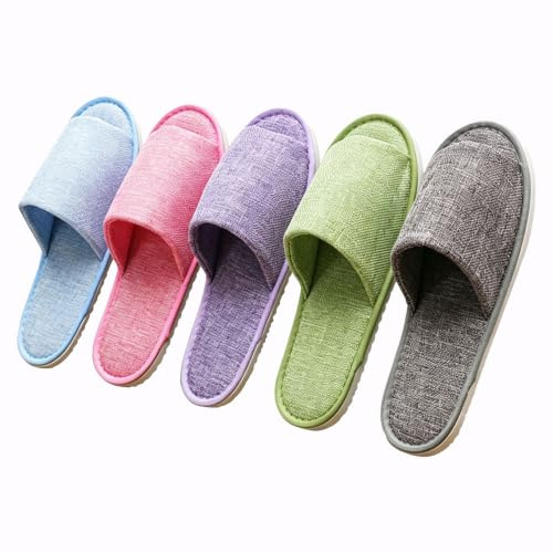 Set di 5 paia di pantofole colorate per ospiti, pantofole per ospiti, pantofole da viaggio, pantofole da viaggio, pantofole per hotel, pantofole da donna, uomo, viaggi, hotel, ospiti, inaugurazione