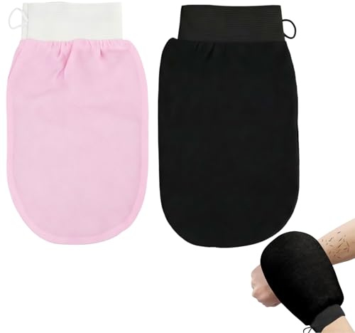 2PCS Guante Exfoliante, Guante Exfoliación Cuerpo Y Rostro, Eliminar Suavemente Las Células Muertas La Piel, Lavable Y Reutilizable, Adecuado para Pieles Normales Y Secas, para Usar Bajo La Ducha