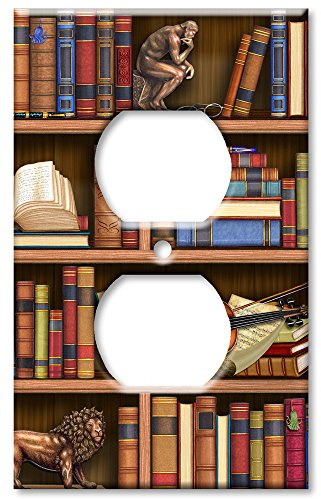 Art Plates - Books In Library Switch Plate - Outlet Cover