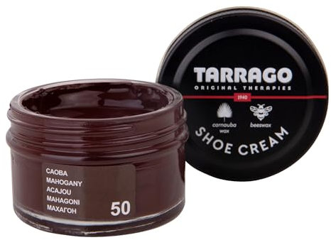 Tarrago Shoe Cream - Premium Shoe Polish for Ultimate Leather Nourishment, Shine and Protection for Leather and Synthetic Leather Shoes, Footwear, Bags and Accesories 50 ml
