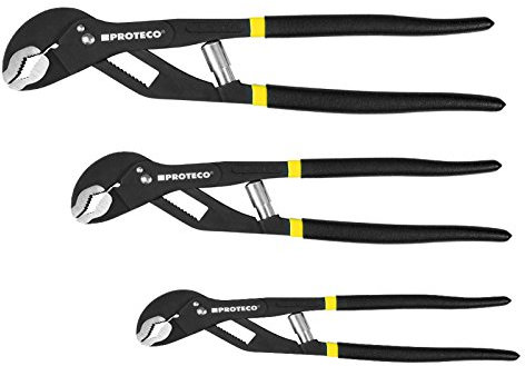 Proteco-Werkzeug® Wapu Wasserpumpenzange Zangen-Set 3 St 180 240 300 mm mit RAPIDGRIP echter Einhandbedienung
