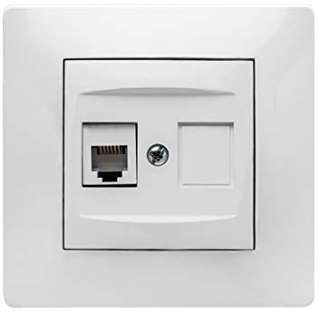 FAMATEL – Toma teléfono RJ-11 | Enchufe de empotrar | Serie Habitat 15 | Fácil instalación | Alta estanqueidad del producto | Libre de hálogenos | Blanco