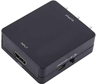 Till Digital, Mini 720p/1080p AV Till Video CVBs Kompositvideoljudkonverterare med USB-laddningskabel (Svart)