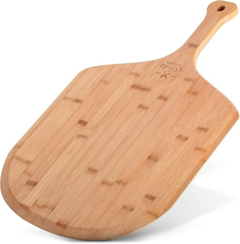 Zulay Kitchen Bamboo Pizza Peel – Medium 12” Wooden Pizza Paddle with Long Handle – Easy-Glide Beveled Edge for Baking, Transferring & Serving – Durable Pizza Board for Oven, Stone & Grill