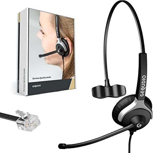 GEQUDIO Auriculares adecuados para Unify OpenStage 30 40 60 80 OpenScape, innovaphone teléfono con RJ - Almohadillas de Repuesto para Auriculares - 60 g de Peso (1 Altavoz)