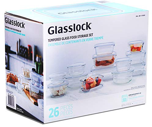 Glasslock Oven and Microwave Safe Tempered Glass Food Storage Set 26 Piece Set