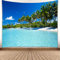 YISURE Tropical Paradise Beach Coconut Palm Tree Tapestry - Large Sea Coast Nature Landscape - 230x180cm, Blue Sky Limpid Water Pool Ocean Wall Tapestry for Bedroom