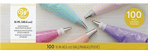 Wilton 16-Inch Easy-Grab Disposable Decorating Bags, 100-Count