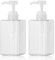 Jansburg 450ml Pump Bottle Dispenser 2Pack Refillable Square Plastic Lotion Dispenser Empty Lotion Pump Bottle for Essential Oil Soap Lotion Shampoo, Bathroom/Kitchen/Travel Clear