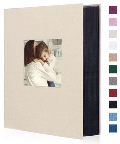 Artmag Album photos (10 x 15 cm) de grande capacité en lin à 300 photos horizontales – Album photos de famille, anniversaire, mariage (300 pochettes, beige)