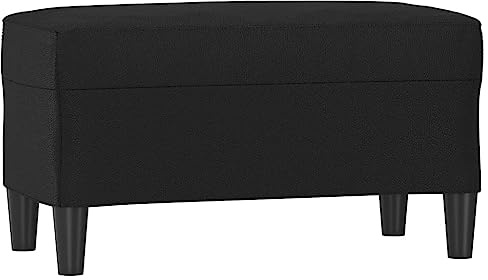 vidaXL Banc Ottoman Banquette Rembourré Banc de Lit Banc d'Entrée Chambre à Coucher Salon Couloir Intérieur Noir 70x35x41 cm Similicuir
