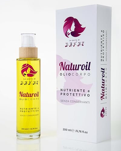 Le Perle di Dafne - Olio Corpo Idratante Profumato con Olio di Mandorle Dolci e Jojoba Biologico - Rassodante, Tonificante e Antismagliature per Pelle Secca e Delicata - 200ml