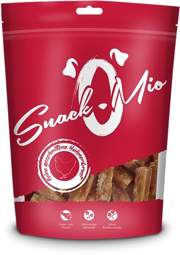 SnackOMio - Snack premium da masticare per cani - Petto di pollo affettato finemente, 70g, confezione da 1 (1 x 70g)