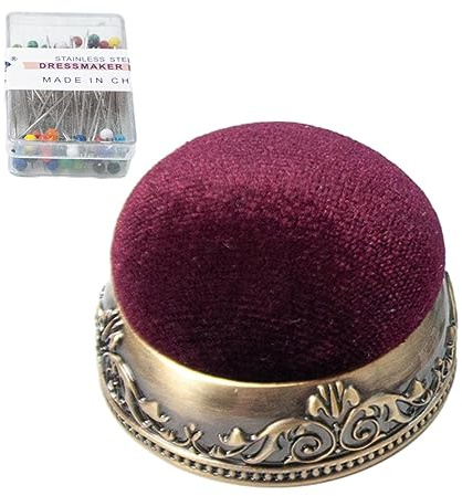 Tacery alfiler Vintage | Alfiletero Retro anticaída con Base Metal,Base Metal en Forma Media Bola, Almohadilla alfiler Costura, Herramienta Almacenamiento Agujas