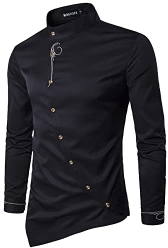 Chemise Boutons Homme Manches Longues Tops Casual Chemise De Plage Classique Tunique Tops Casual Col Rabattu Bouton T Shirt Chemise Col Mao Homme