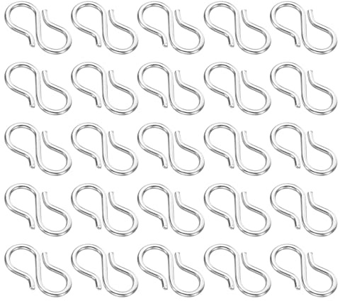 PATIKIL Cierre de Gancho en Forma de S, 13x4mm, 50 Unidades, Conector de Joyería en Acero Inoxidable 304 para Hacer Collares, Pulseras, Manualidades DIY, Plata