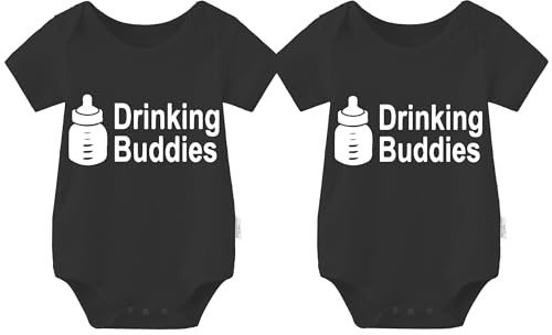 culbutomind Baby Twin Bodysuit Dricka Kompisar Rolig Baby Shower Tvillingpojke Flicka Matchande kläder Tvillingar Kläder
